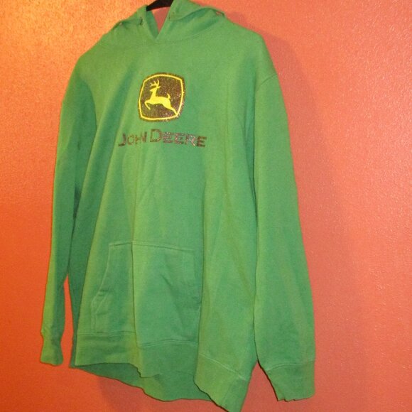 John Deere Woman Large Green Yellow Black Graphic Long Sleeve Pullover Hoodie - Picture 4 of 7